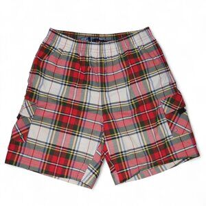 Polo Sport Swim Trunks Men's Size XL Vintage Loose Fit Cargo Shorts Plaid EUC